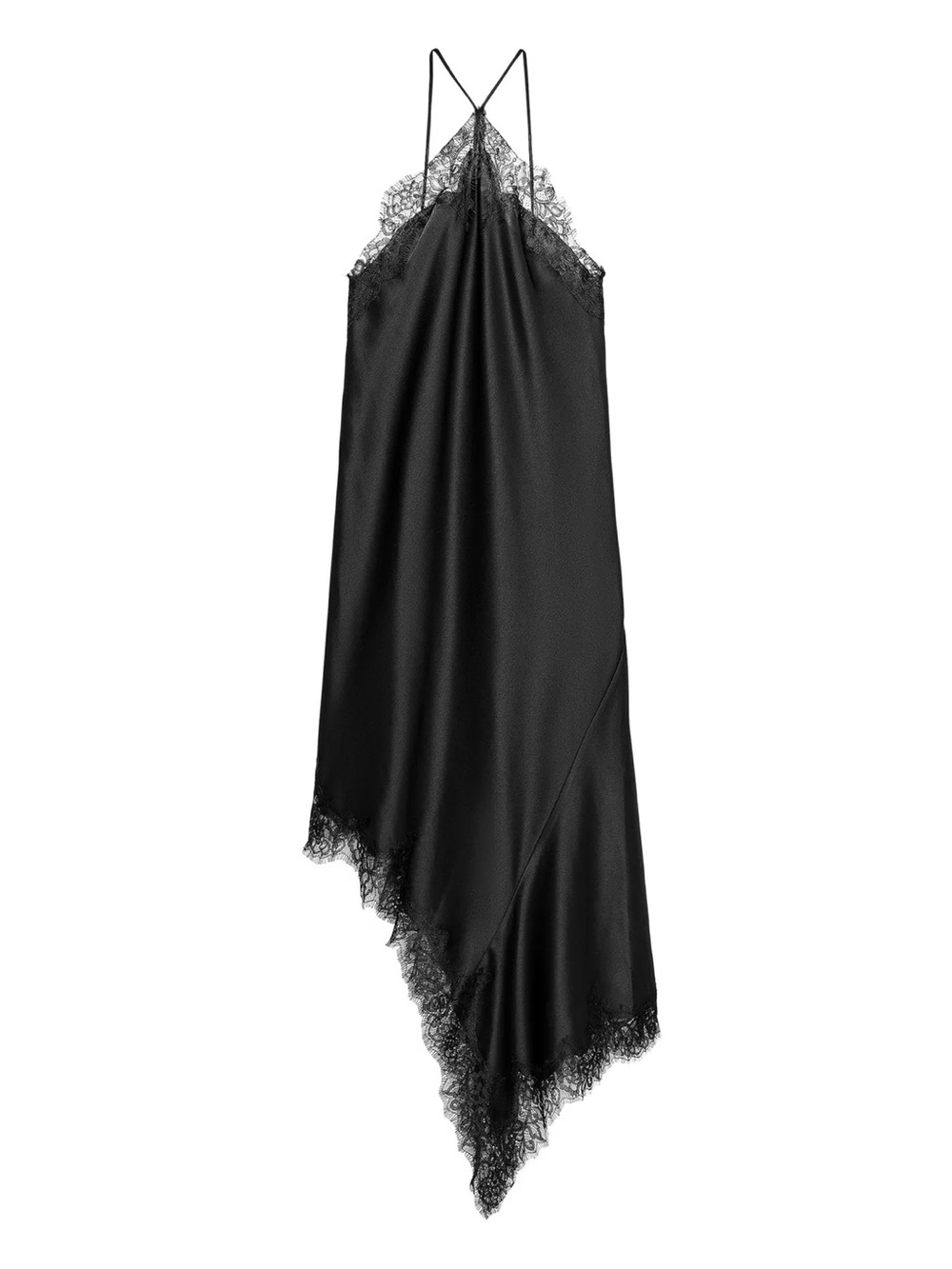 ZARA COLLECTION SATIN LACE MIDI BLACK DRESS
